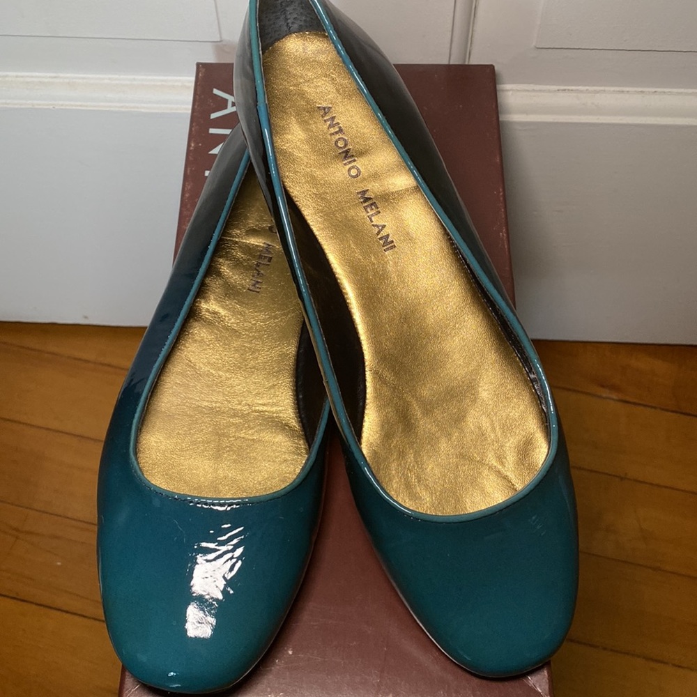 Antonio Melani Teal Patent Leather Ballet Flats